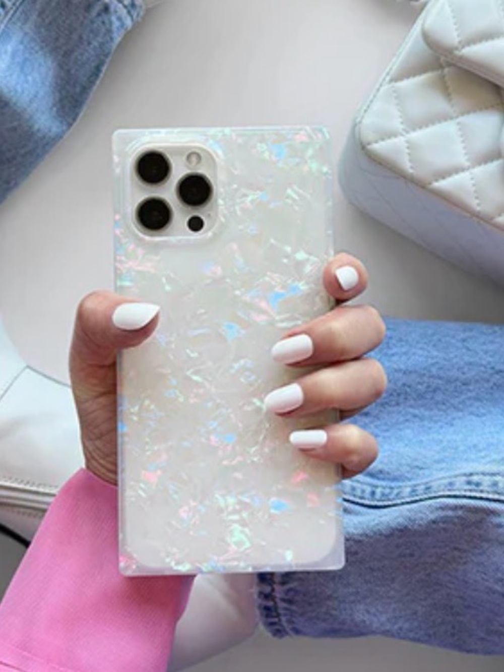 FLAUNT square opal shell iPhone 15 case